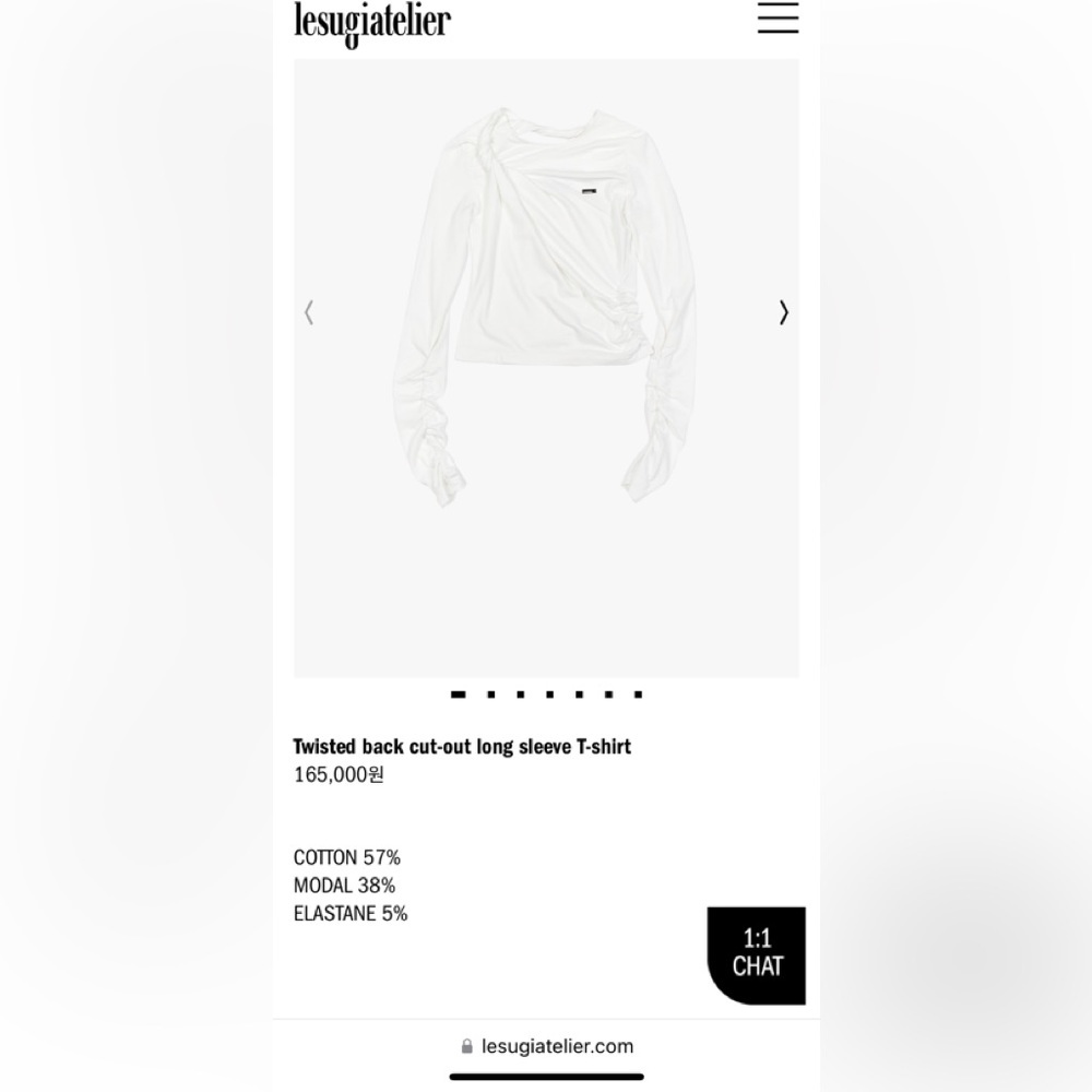 LESUGIATELIER White Twisted Long Sleeve T-Shirt